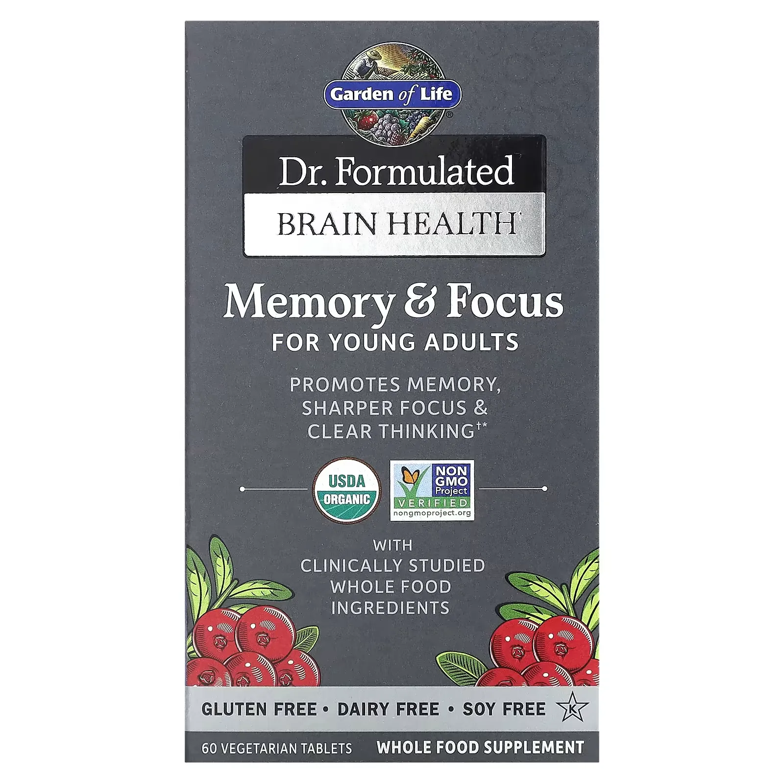 Dr. Formulated Brain Health, Memory & Focus for Young Adults, 60 Vegetarian Tablets