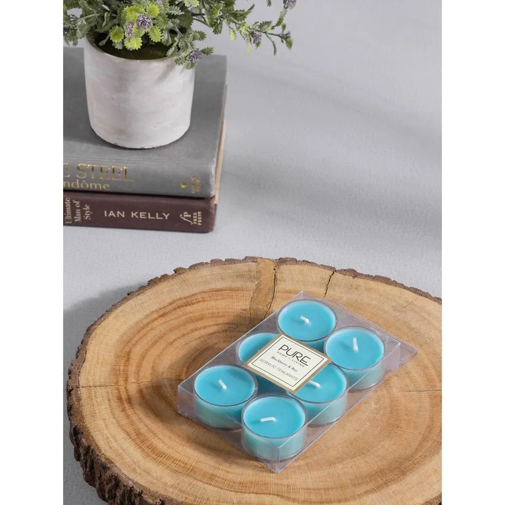 Pure Home + Living Pack of 24 Aqua Blackberry and Bay Tealight Candles