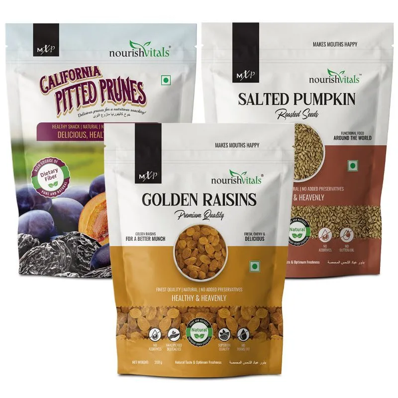 NourishVitals California Pitted Prunes + Golden Raisins + Salted Pumpkin Roasted Seed