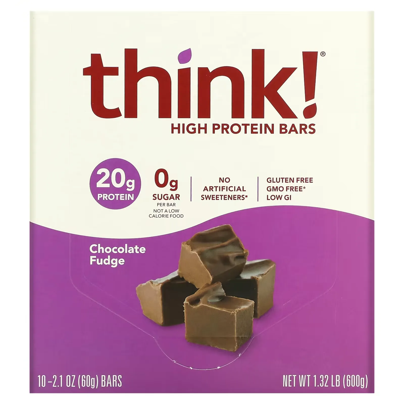 High Protein Bars, Chocolate Fudge, 10 Bars, 2.1 oz (60 g) Each