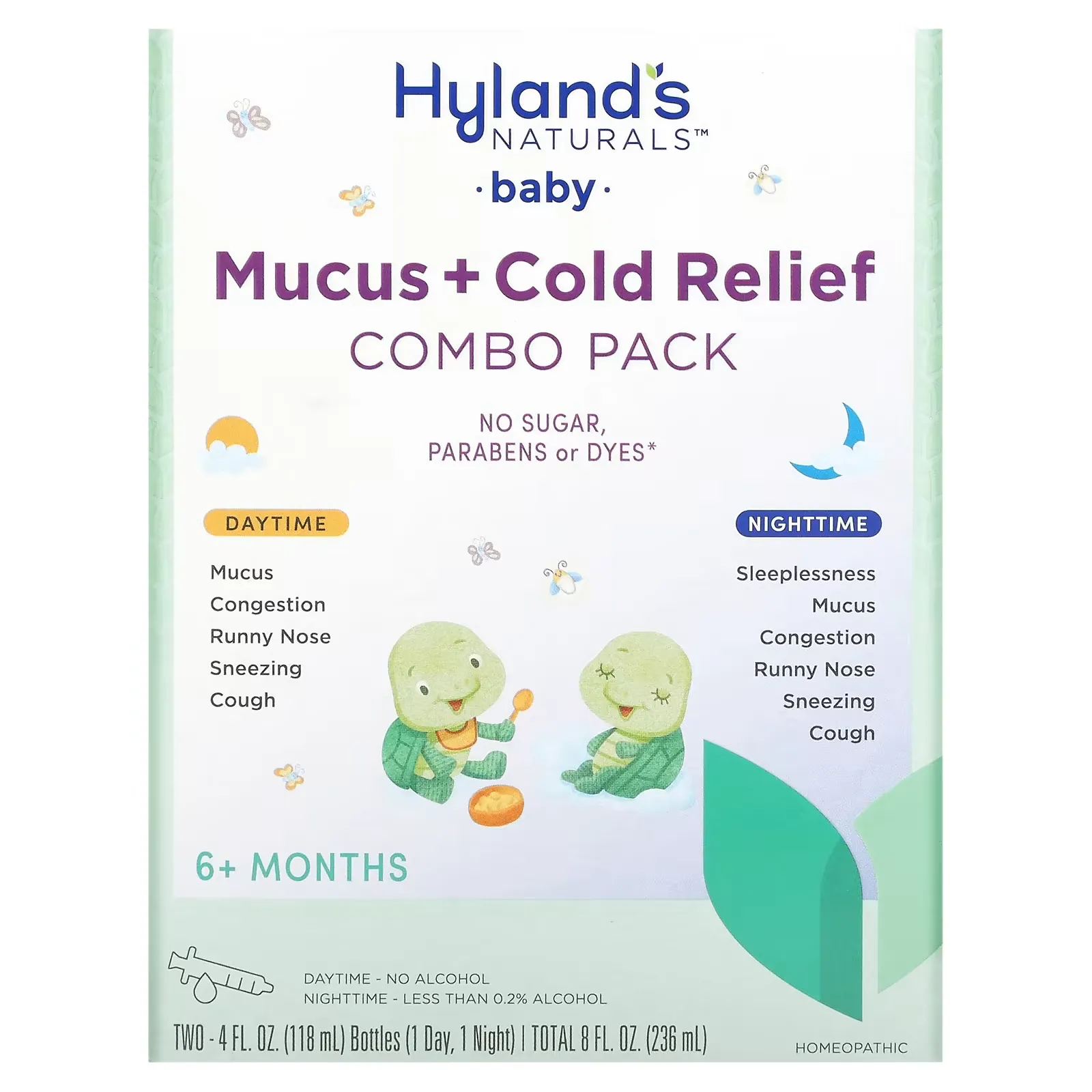 Baby, Mucus + Cold Relief Combo Pack, Daytime/Nighttime, 6+ Months, 2 Bottles, 4 fl oz (118 ml) Each