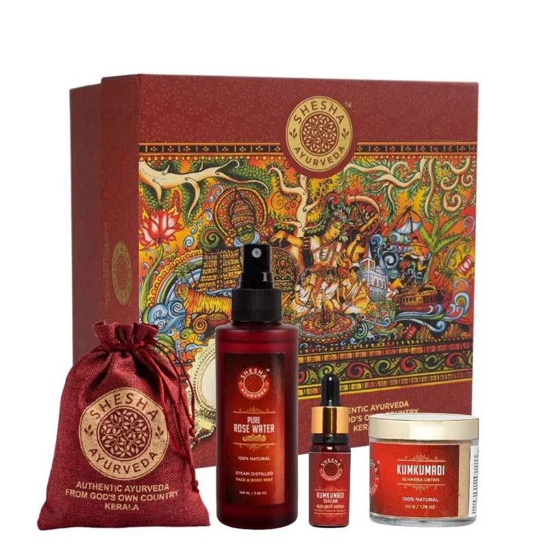 Shesha Ayurveda Kumkumadi Skin Brightening Rituals Gift Set (combo Of 3 Items)