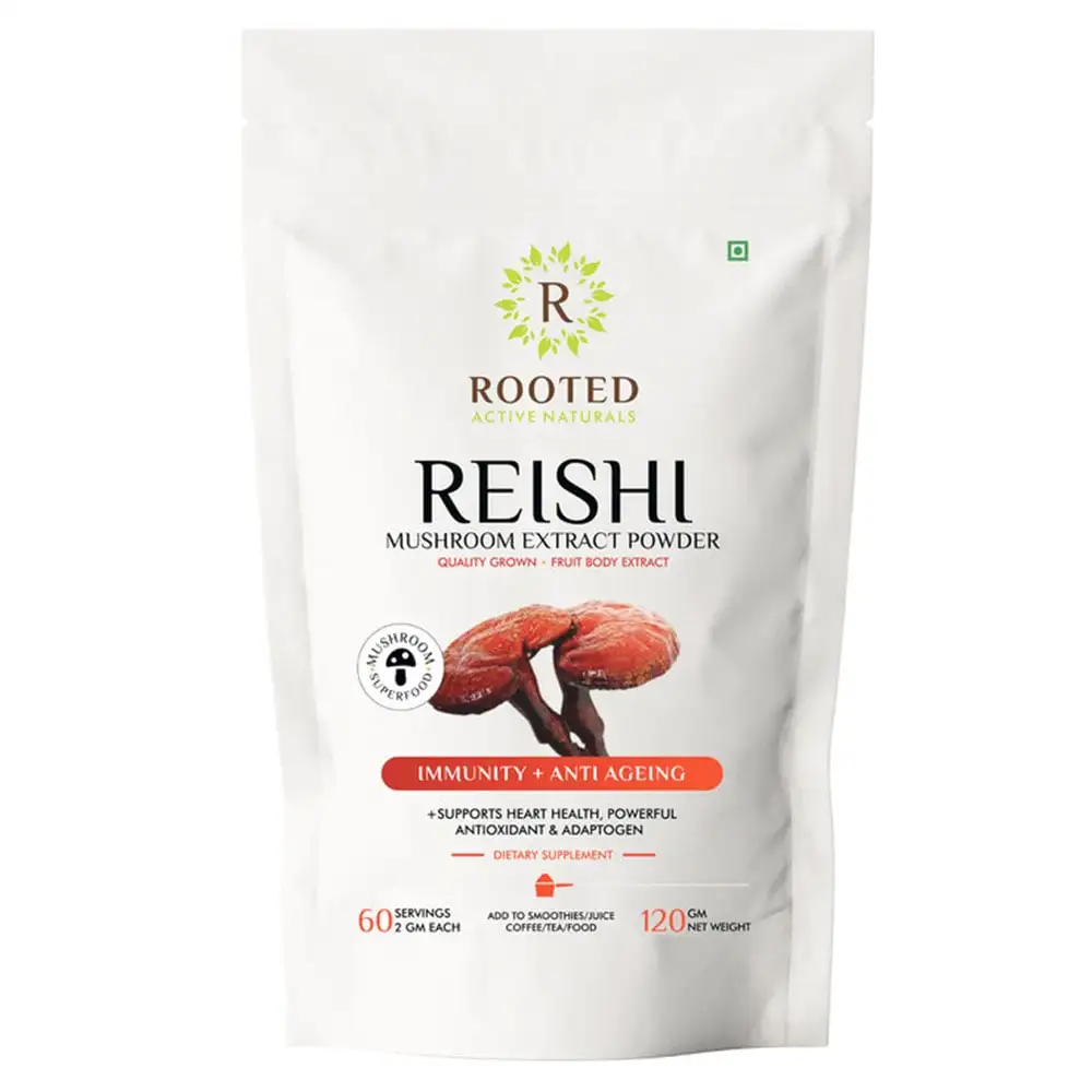 Rooted Active Naturals Reishi Mushroom Extract Powder,  120 g