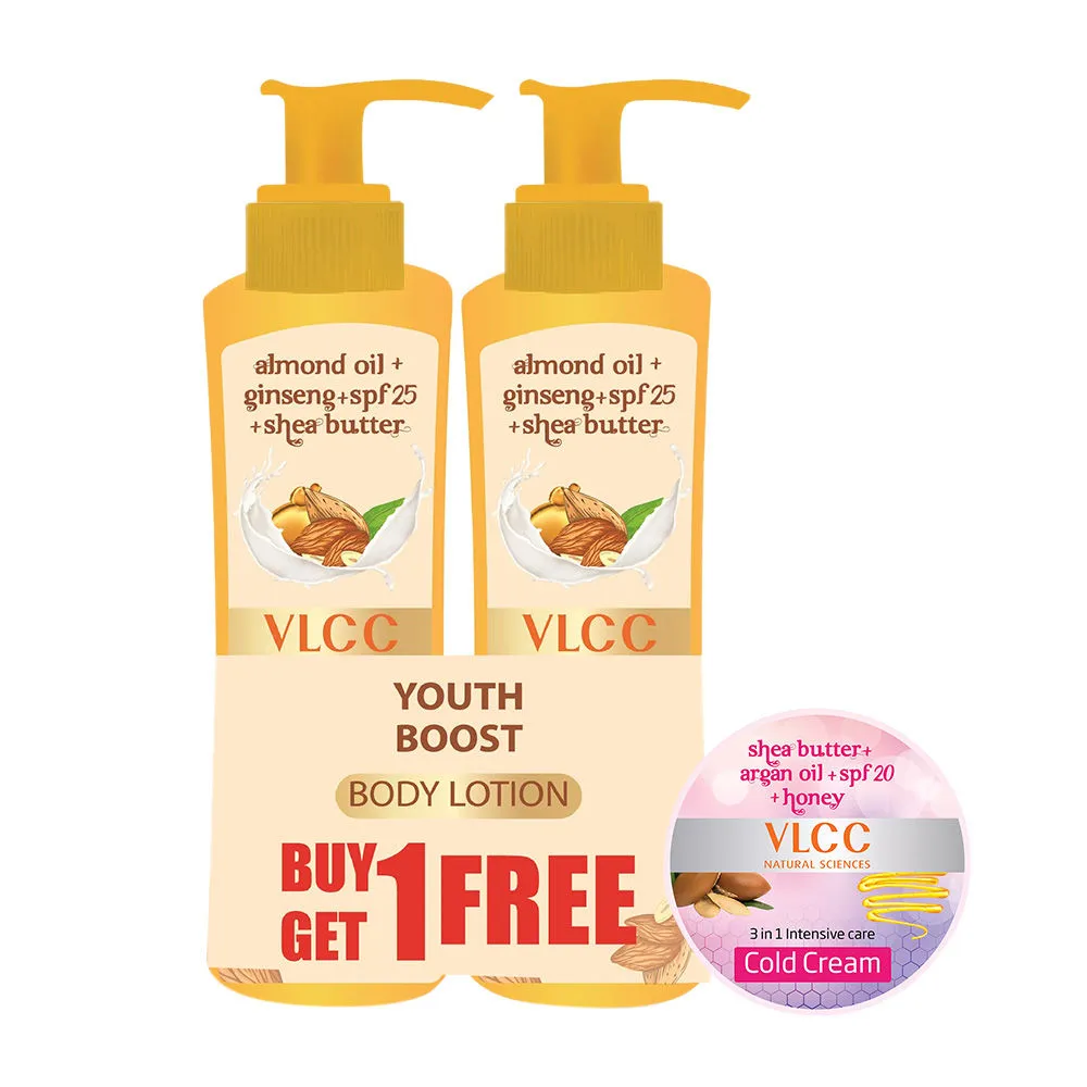 VLCC Youth Boost Body Lotion Buy 1 Get 1 & 3In1 Cold Cream Combo