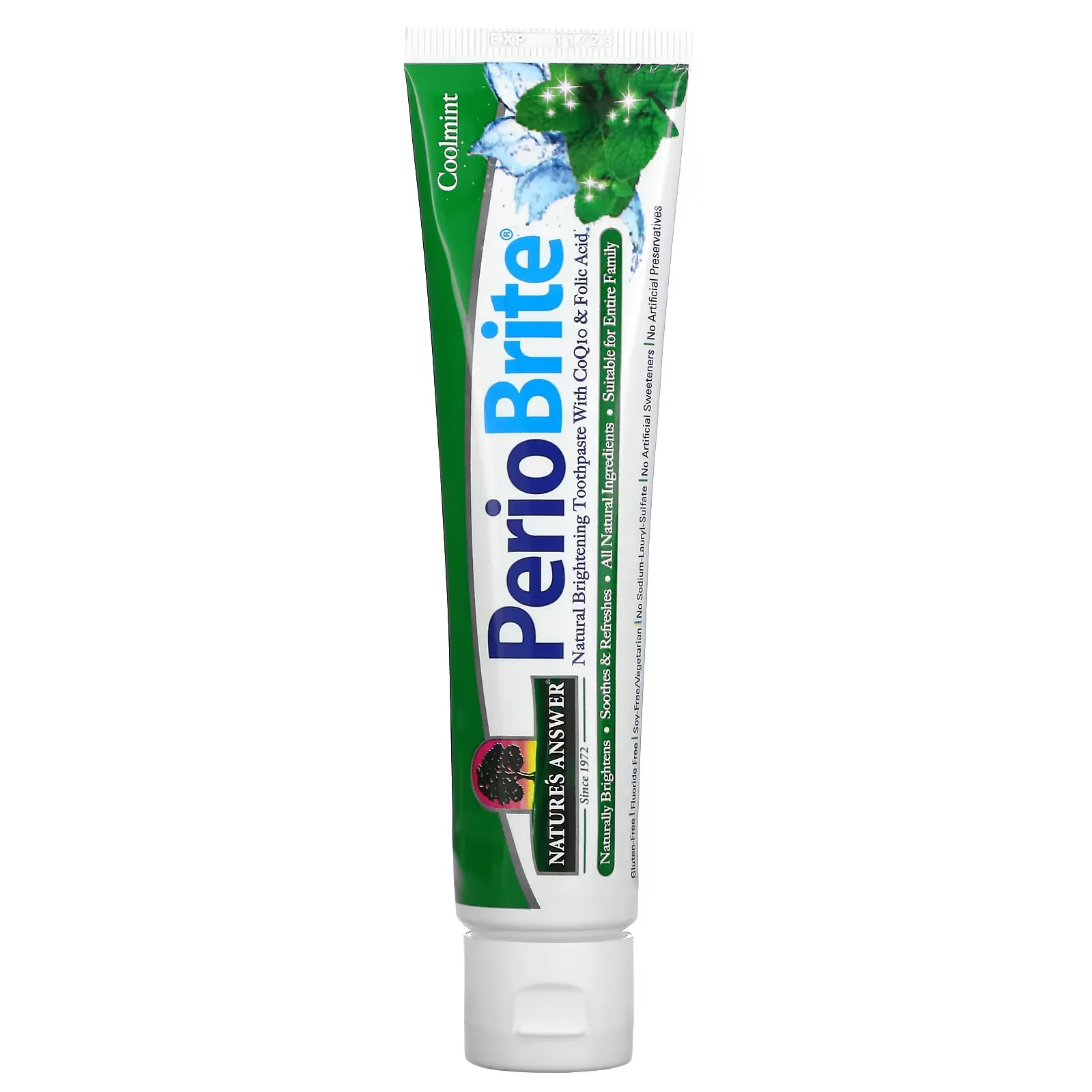 PerioBrite, Naturally Brightening Toothpaste with CoQ10 & Folic Acid, Cool Mint, 4 oz (113.4 g)