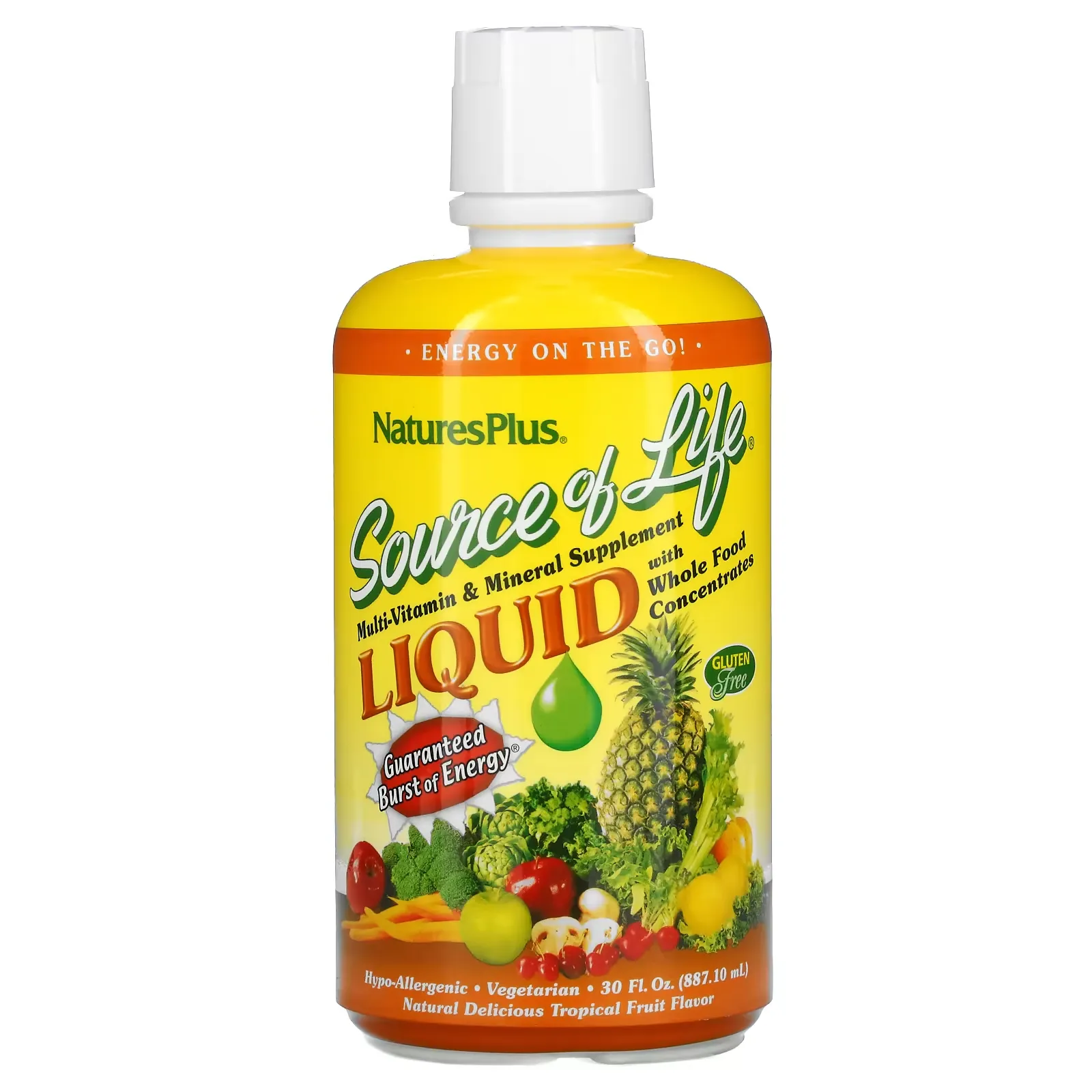 Source of Life, Liquid Multi-Vitamin & Mineral Supplement with Whole Food Concentrates, Tropical Fruit, 30 fl oz (887.10 ml)