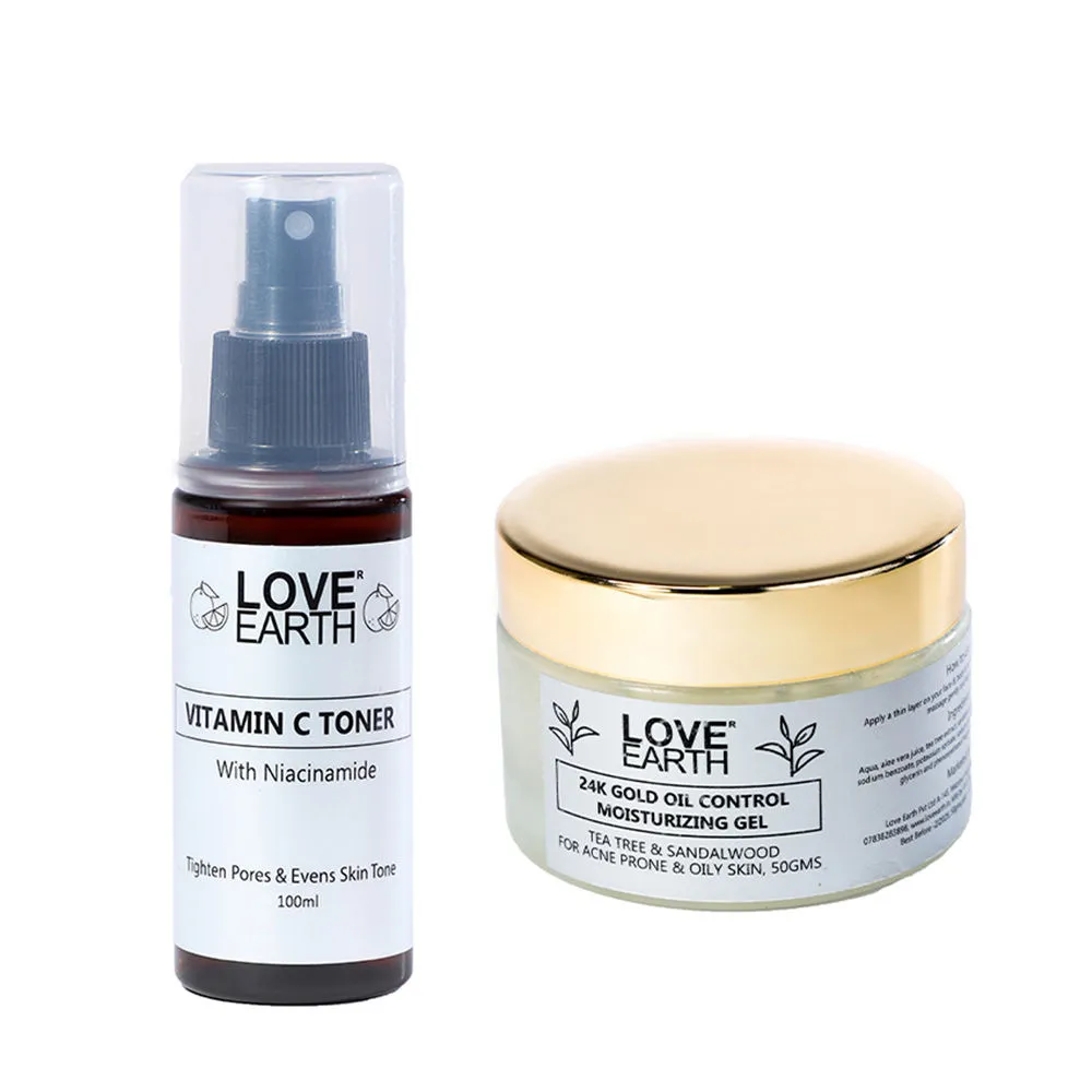 Love Earth Vitamin C Toner + 24k Gold Oil Moisturizing Gel