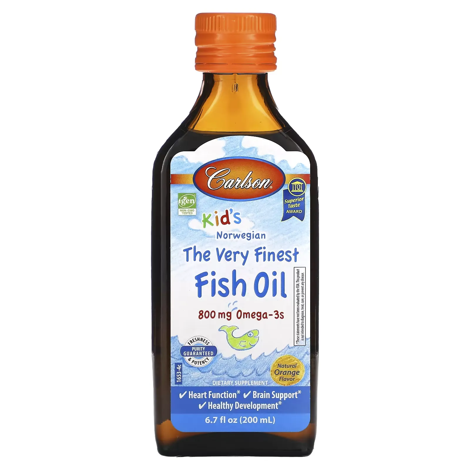 Kid's Norwegian, The Very Finest Fish Oil, Natural Orange , 800 mg, 6.7 fl oz (200 ml)