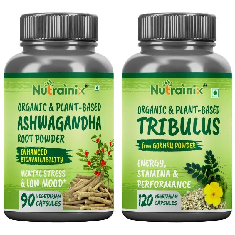 Nutrainix Organic Ashwagandha And Organic Tribulus Terrestris Capsules - Combo Pack