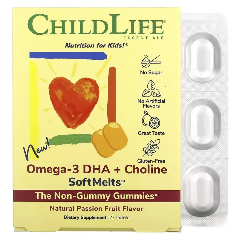 Omega-3 DHA + Choline SoftMelts, Natural Passion Fruit , 27 Tablets