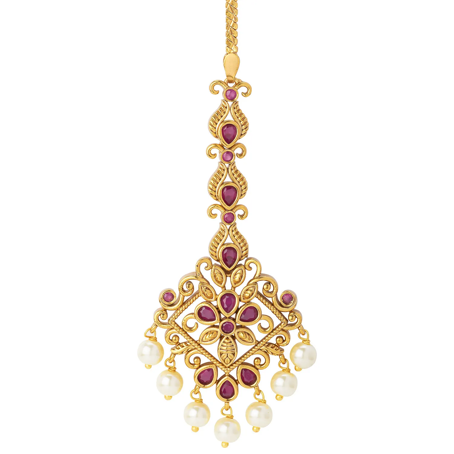 Peora 18K Traditional Matte Gold Finish With Cubic Zirconia Maang Tikka Girls (PF53TK20R)