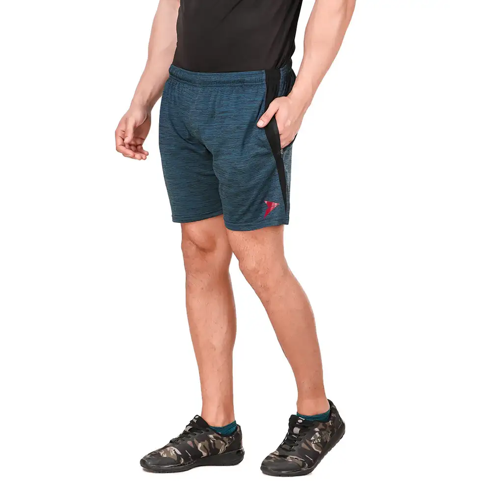 Fitinc Melange Shorts with Both Side Safety Zippered Pockets,  XXL  Navy Blue