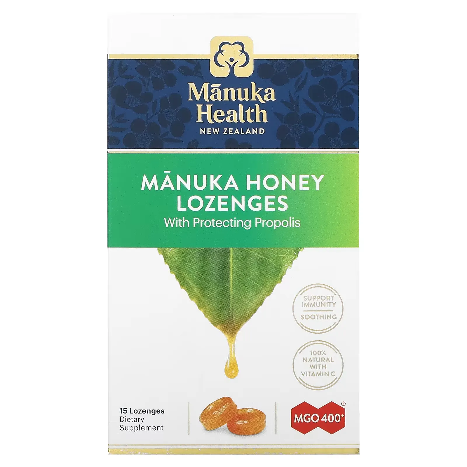 Manuka Honey Lozenges, Propolis, MGO 400+, 15 Lozenges