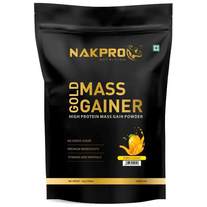 NAKPRO Mass Gainer, High Protein & High Calorie Protein Powder - Mango