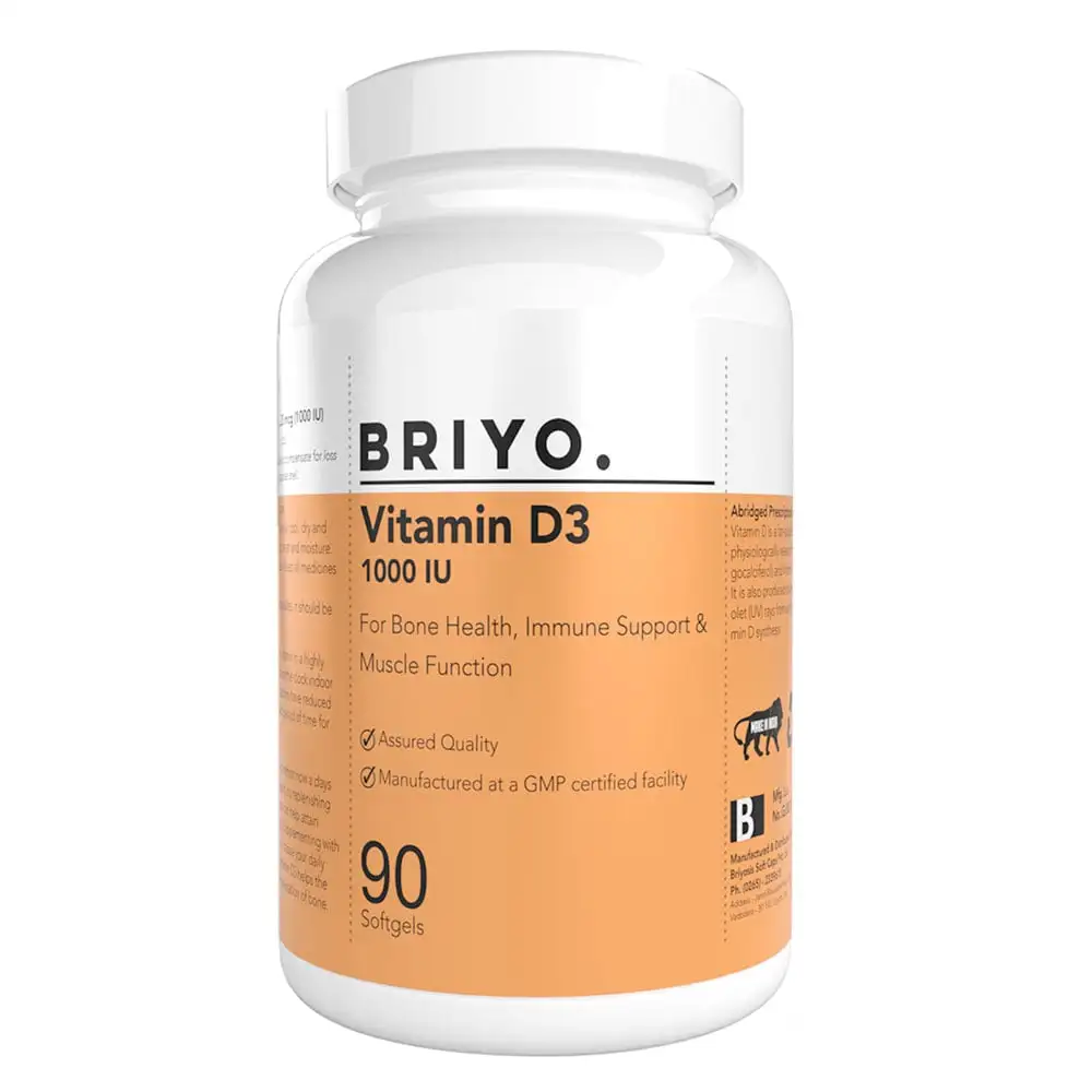 Briyo Vitamin D3 1000 IU,  90 softgels  Unflavoured