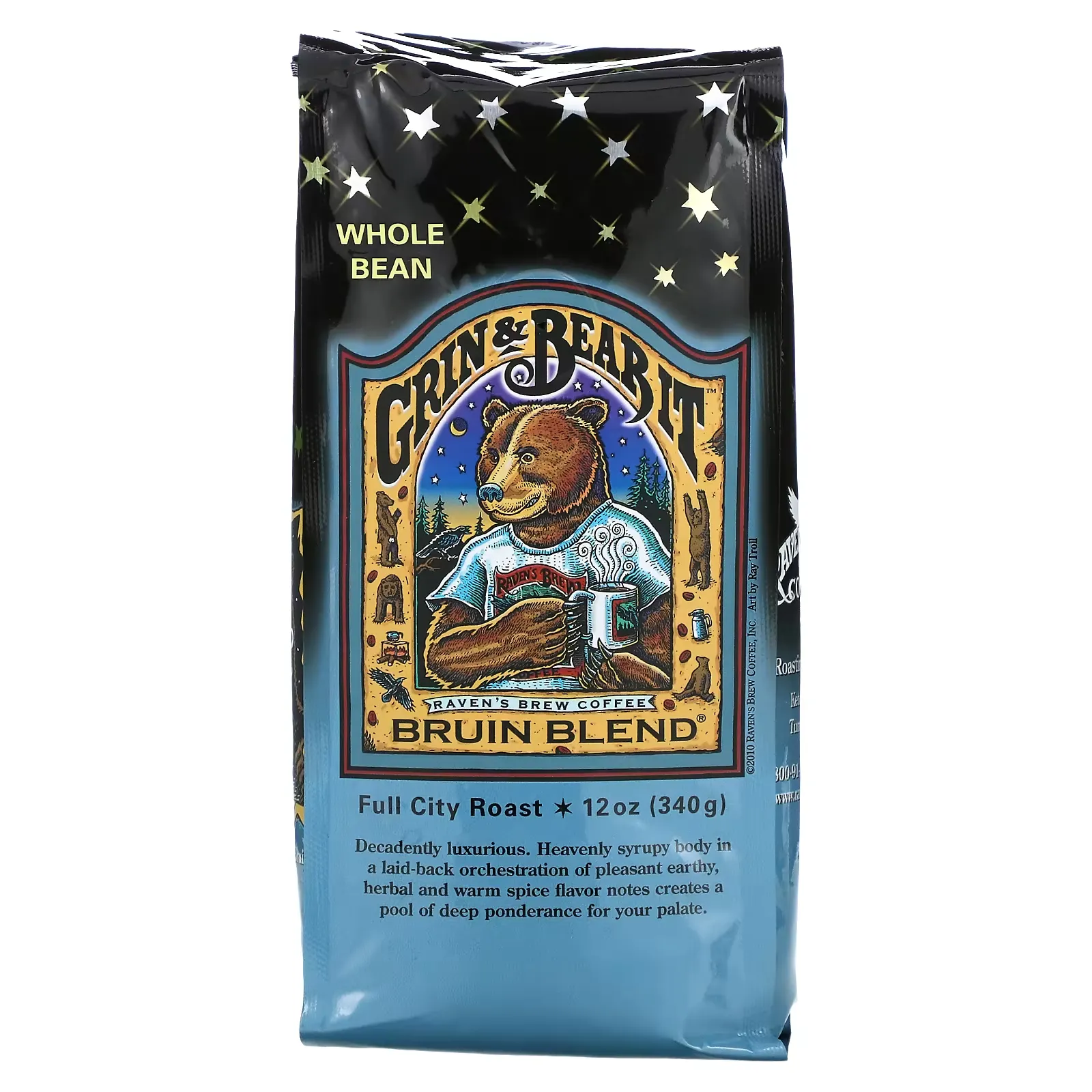 Bruin Blend Coffee, Whole Bean, Full City Roast, 12 oz (340 g)