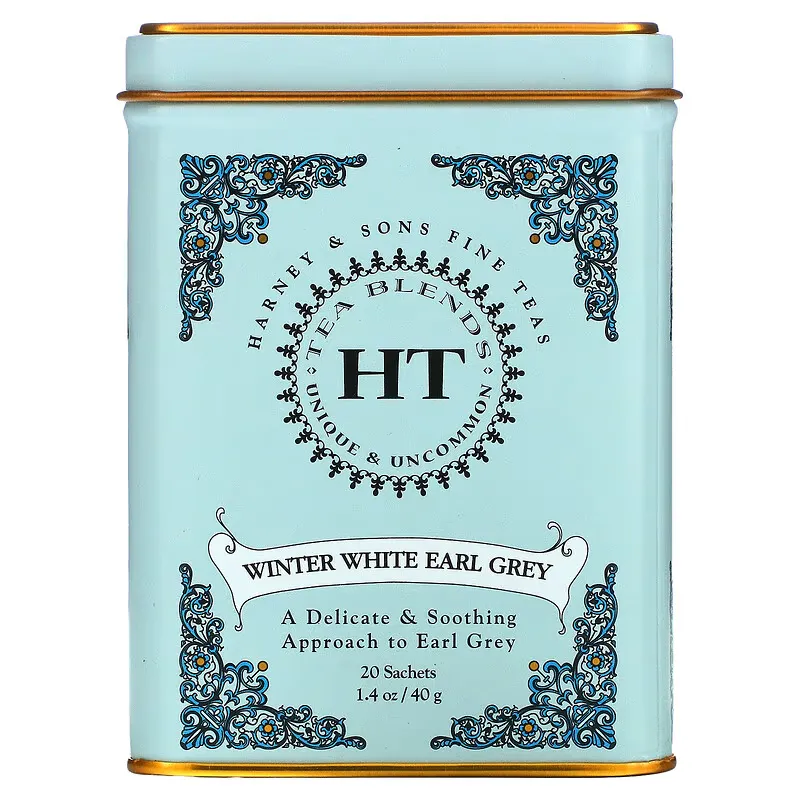 HT Tea Blends, Winter White Earl Grey Tea, 20 Sachets, 1.4 oz (40 g)