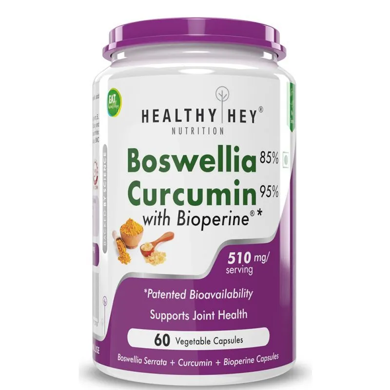 HealthyHey Boswellia Serrata & Curcumin With Bioperine - Veg Capsules