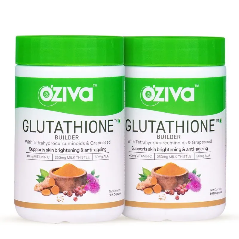 OZiva Glutathione Builder (with ALA, Skin Vitamins ) for Skin Brightening & Anti-Ageing (Pack of 2)