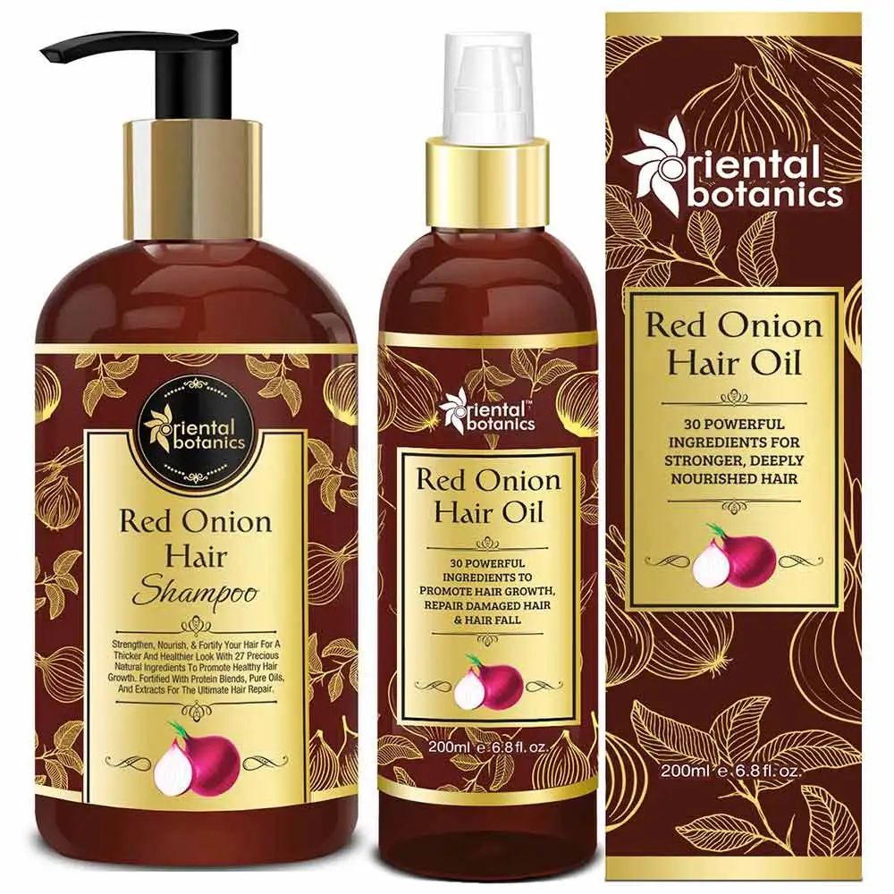 Oriental Botanics Onion Hair Care Combo,  2 Piece(s)/Pack  Red Onion Hair Shampoo + Red Onion Hair Oil