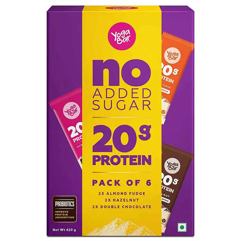 Yogabar Protein Bar (20g Protein),  6 bar(s)  Assorted