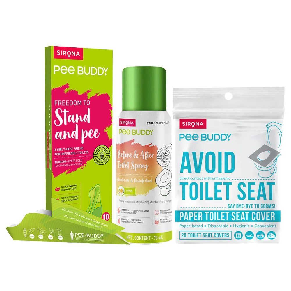 Peebuddy Disposable Toilet Seat Covers With Citrus Toilet Seat Sanitizer And Stand & Pee Funnels