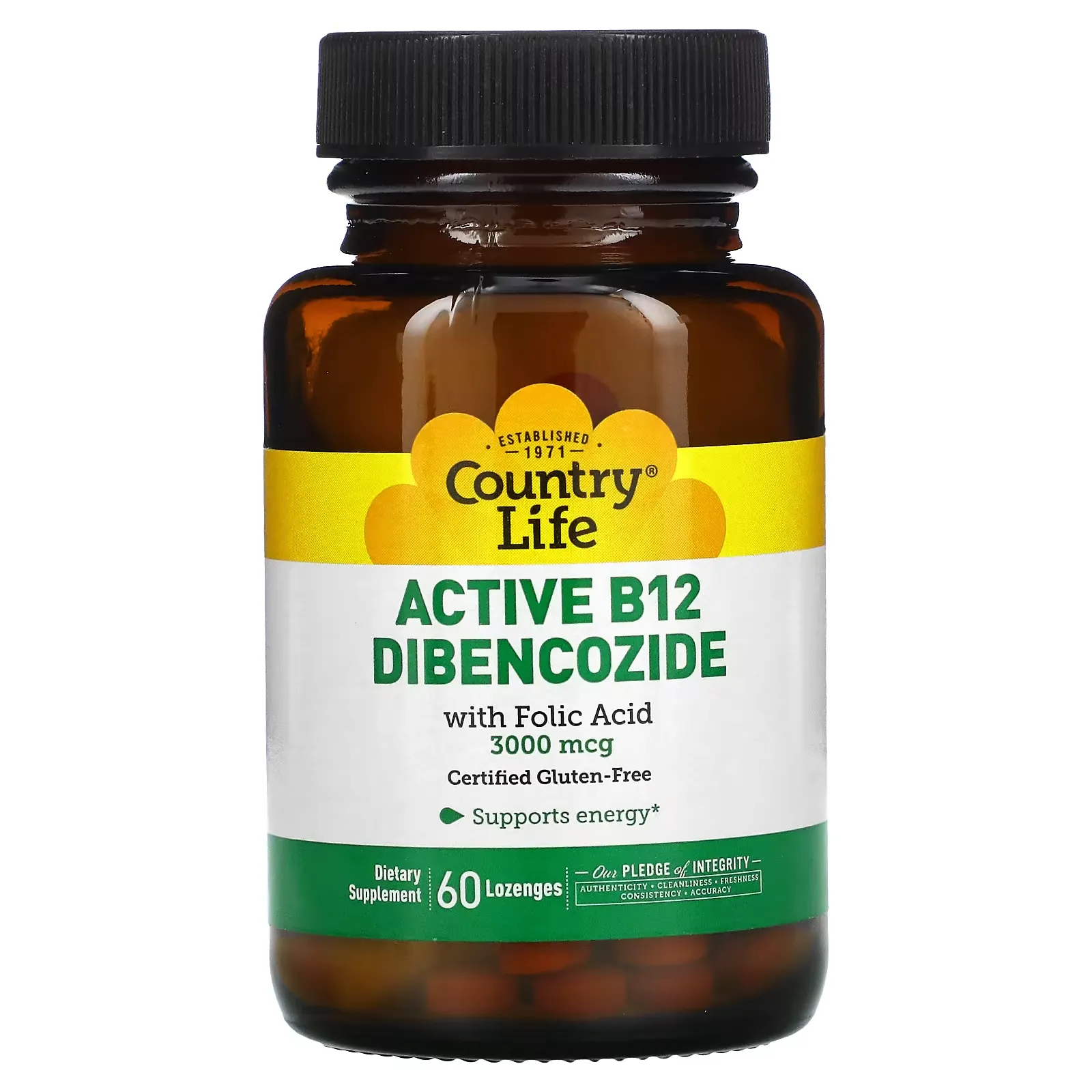 Active B12 Dibencozide with Folic Acid, 3,000 mcg, 60 Lozenges