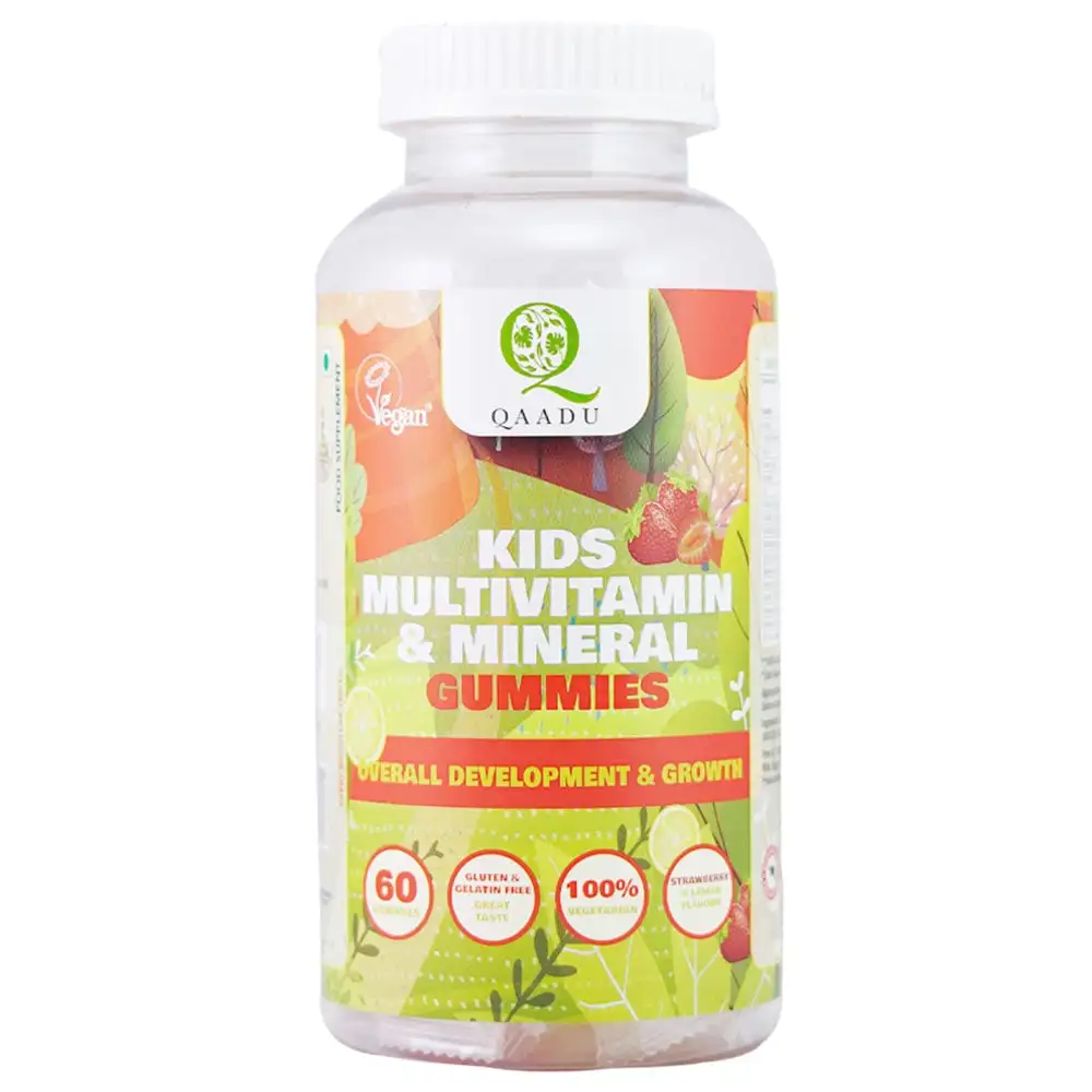 Qaadu Kids Multivitamin & Minerals,  60 gummies  Strawberry & Lemon