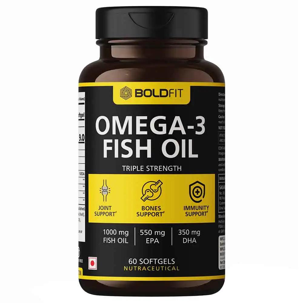 Boldfit Omega-3 Fish Oil Triple Strength,  60 softgels