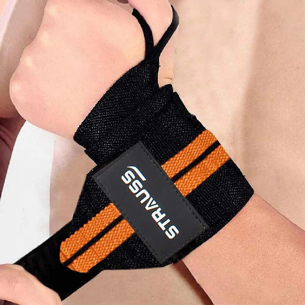 Strauss WL Cotton Wrist Support (Pack of 2),  Black & Orange  Free Size