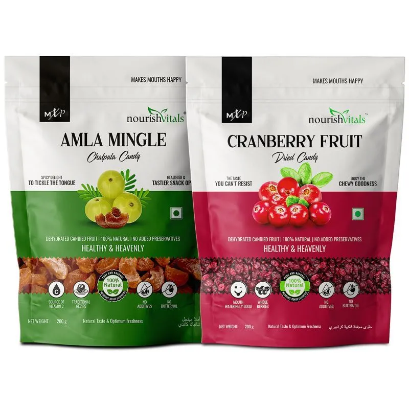 NourishVitals Chatpata Amla Mingle Candy + Cranberry Fruit Dried Candy