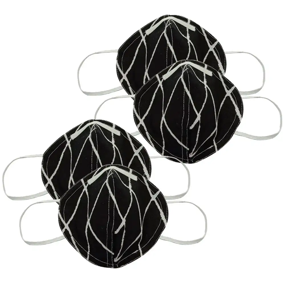 MASKS4U Lissafi Orbfit Printed Mask Pack of 4,  Black & White