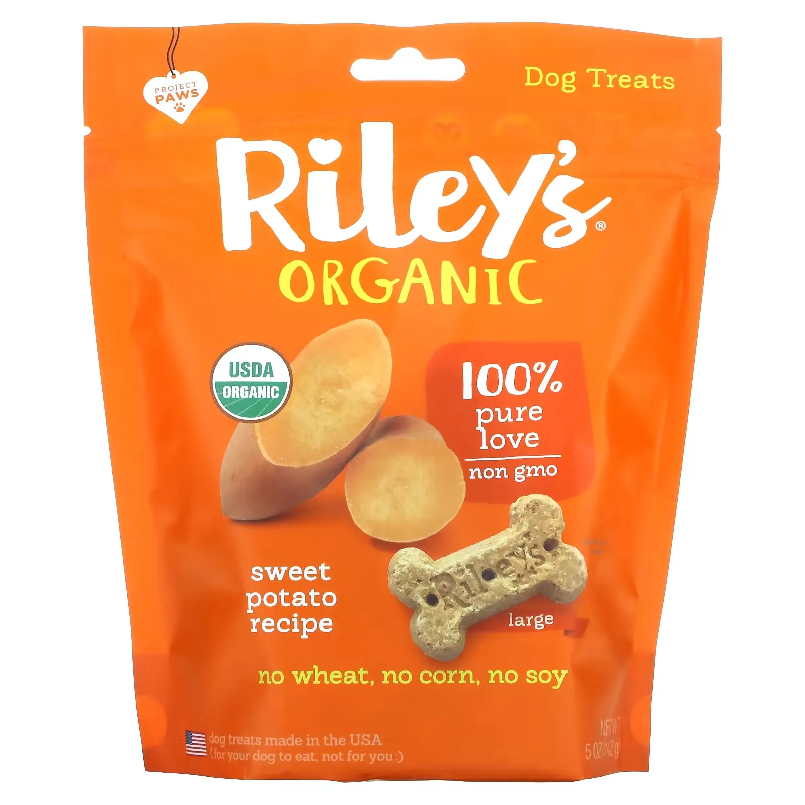 Dog Treats, Large Bone, Sweet Potato Recipe, 5 oz (142 g)