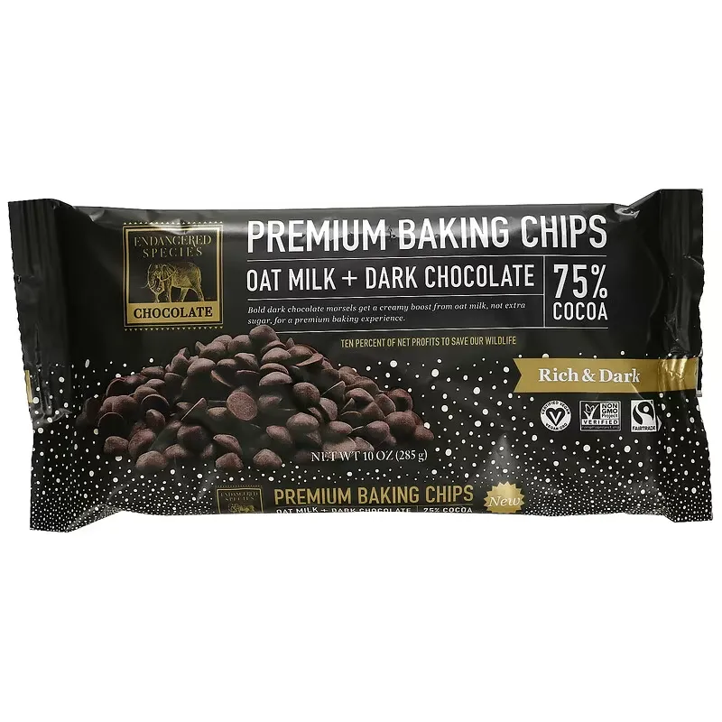 Premium Baking Chips, Oat Milk + Dark Chocolate, 75% Cocoa, 10 oz (285 g)