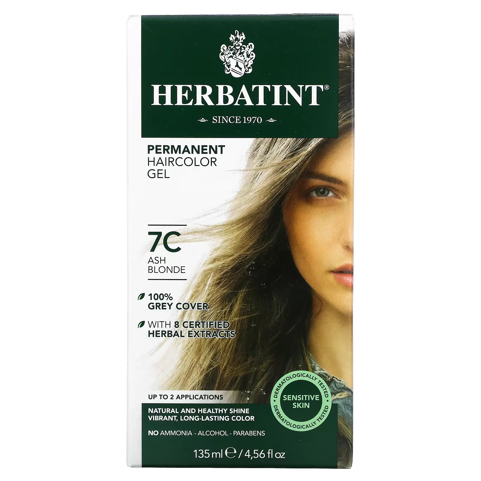 Permanent Haircolor Gel, 7C, Ash Blonde, 4.56 fl oz (135 ml)