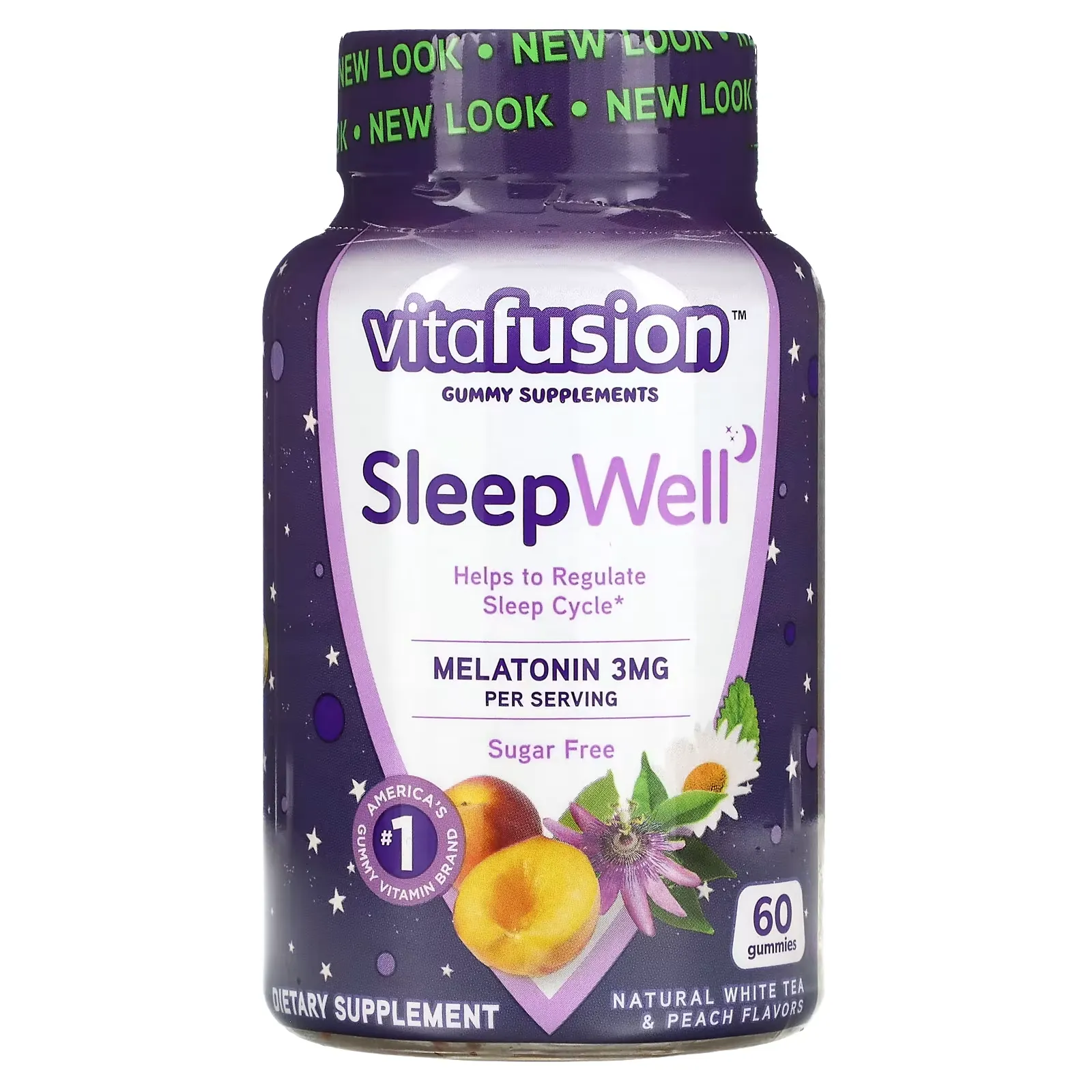 SleepWell, Natural White Tea & Peach, 60 Gummies