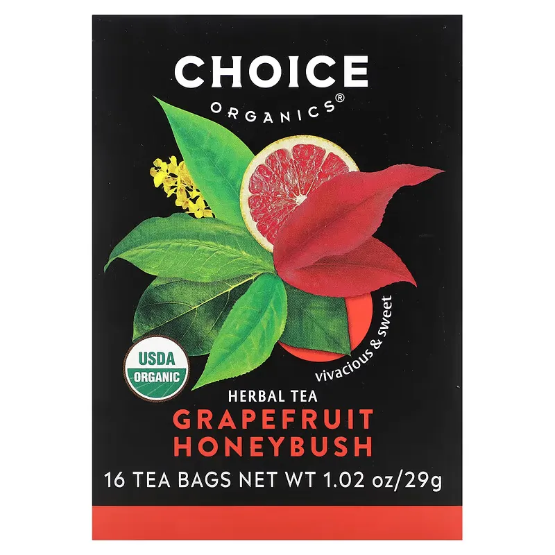 Herbal Tea, Grapefruit Honeybush, Caffeine Free, 16 Tea Bags, 1.02 oz (29 g)