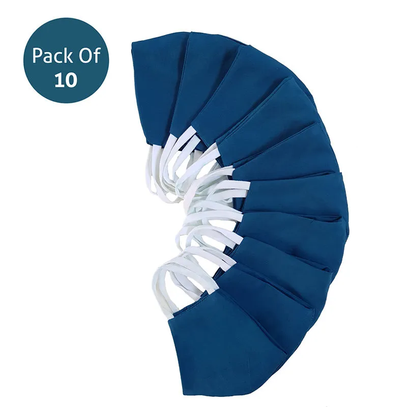 Adira's Pack Of 10 Cloth Face Mask - Blue