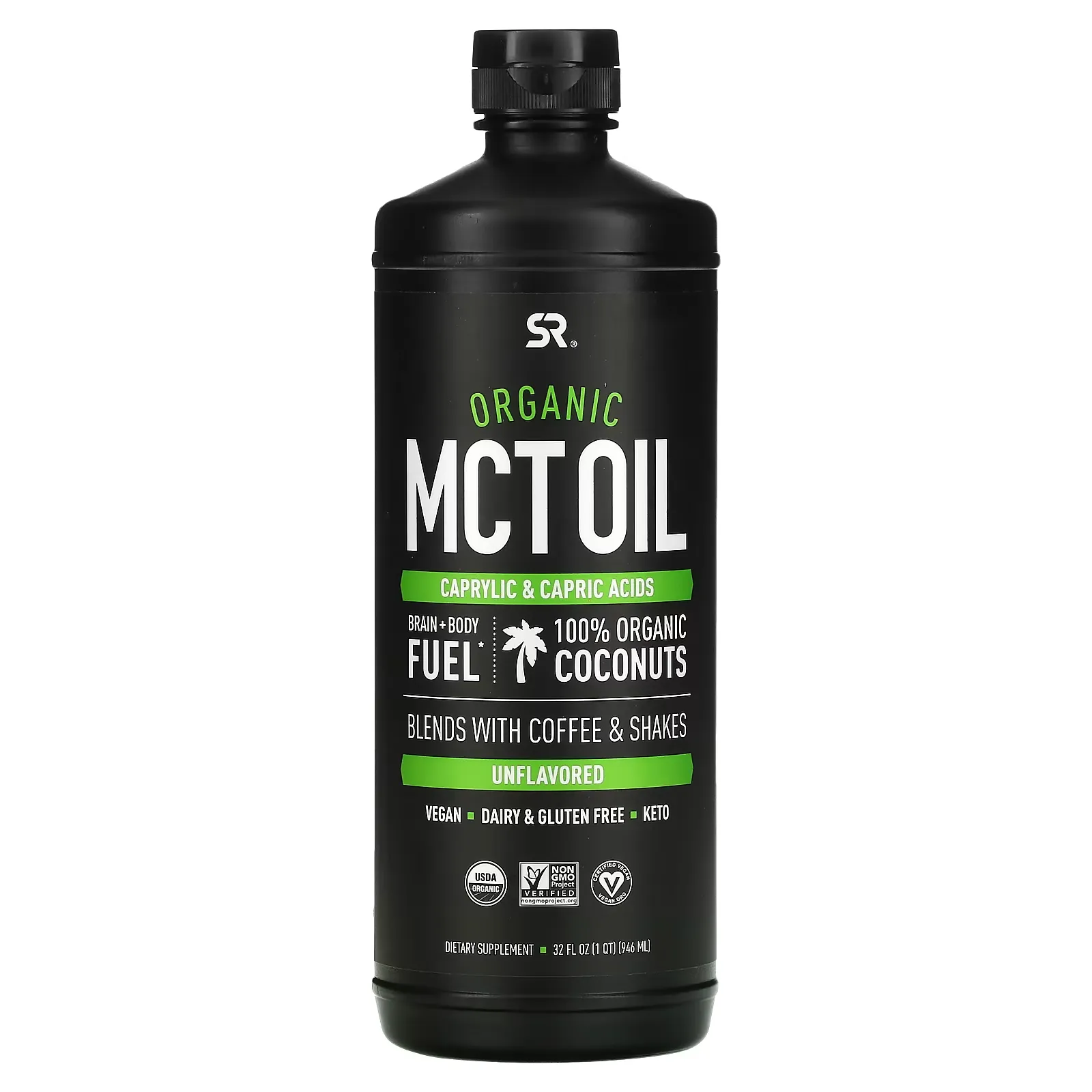 Organic MCT Oil, Unflavored, 32 fl oz (946 ml)