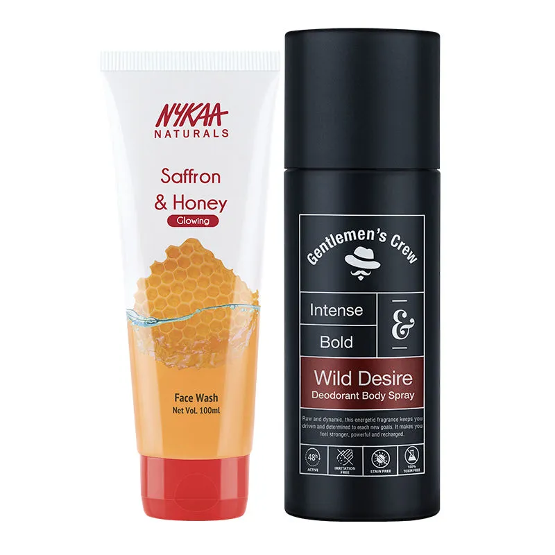 Gentlemen's Crew Deodorant Wild Desire +  Naturals Saffron & Honey Face Wash For Glowing Skin