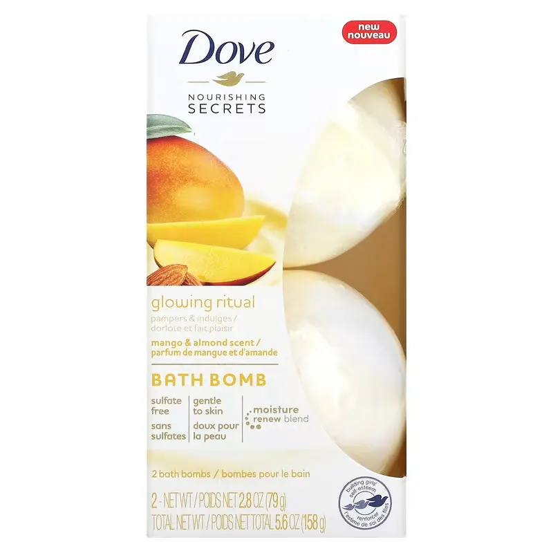 Nourishing Secrets, Bath Bombs, Mango and Almond, 2 Bath Bombs, 2.8 oz (79 g) Each