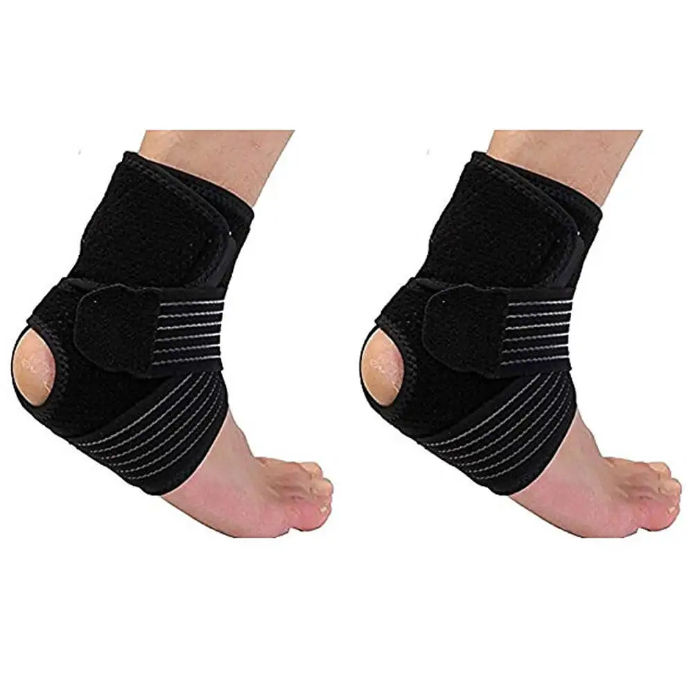 B Fit USA Ankle Support (2036),  Black  Free Size (Pair)