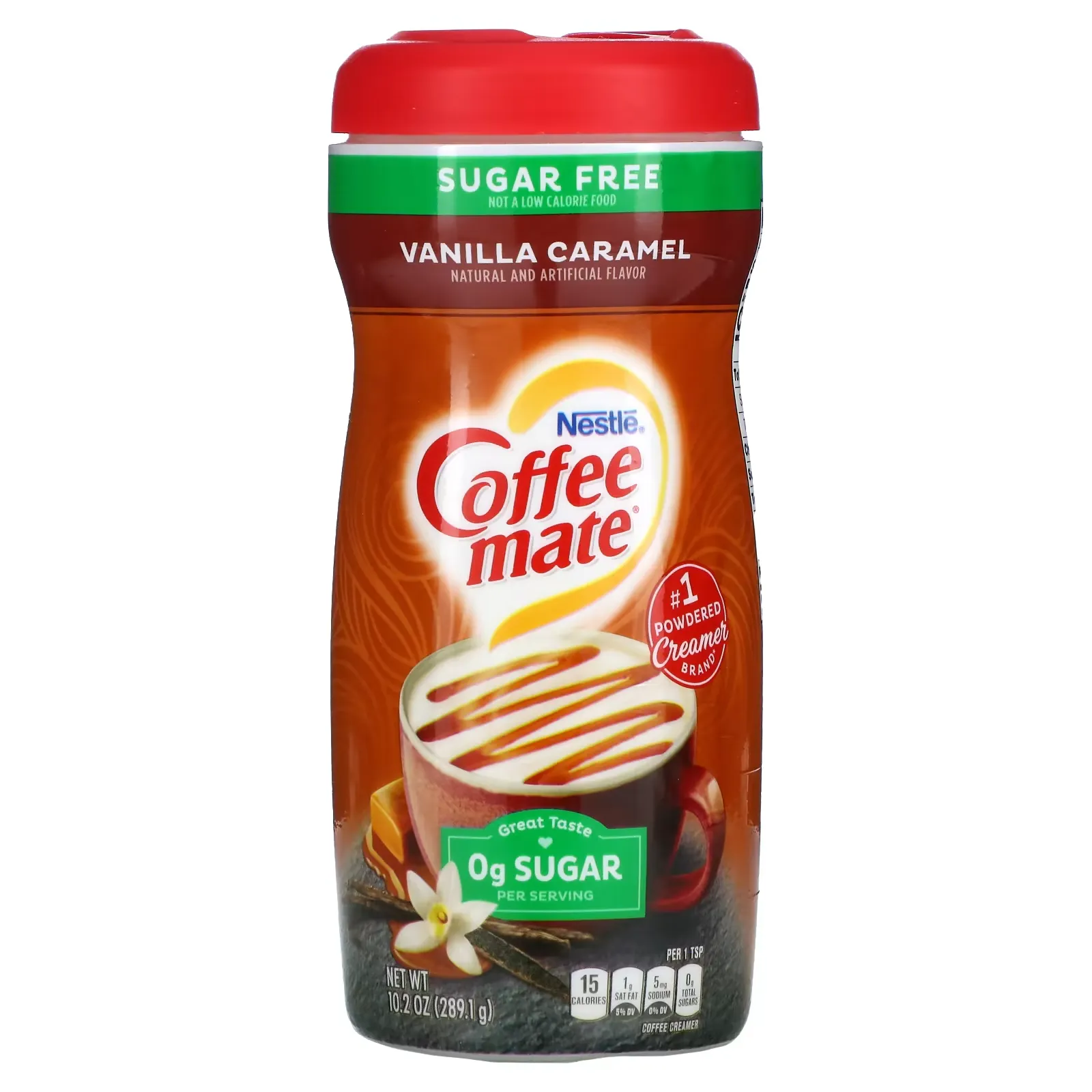 Powder Coffee Creamer, Sugar Free, Vanilla Caramel, 10.2 oz (289.1 g)