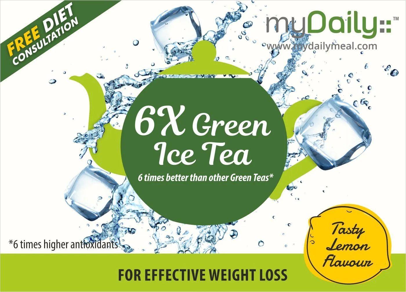 myDaily 6x ICE Green Tea with 6 Times Antioxidants for Effective Weight Loss & Detox - Lemon