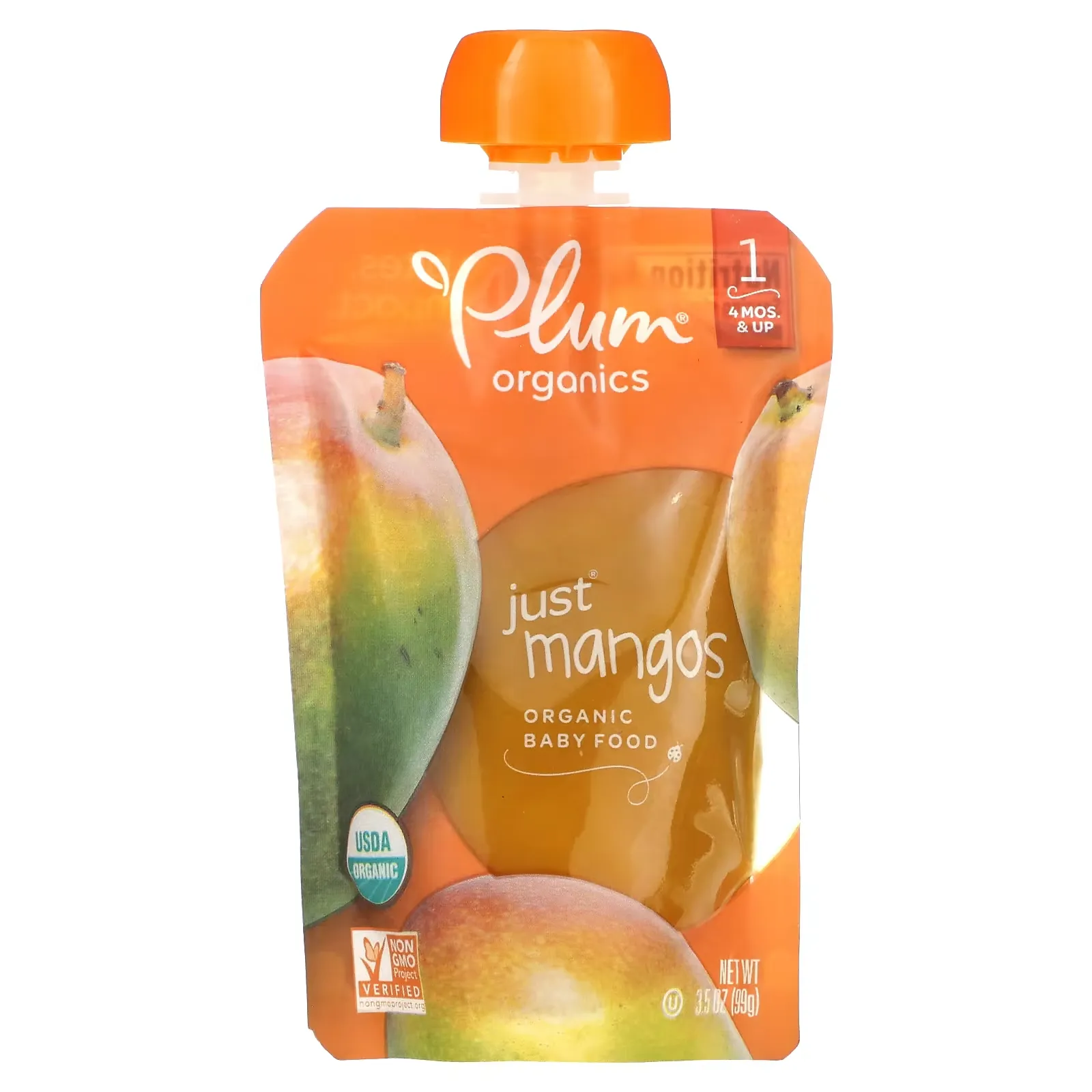 Organic Baby Food, 4 Months & Up, Just Mangos, 3.5 oz (99 g)