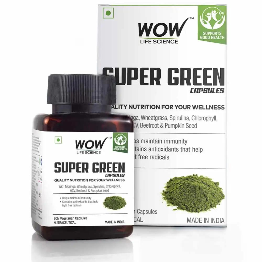 Wow Life Science Super Green,  60 veggie capsule(s)