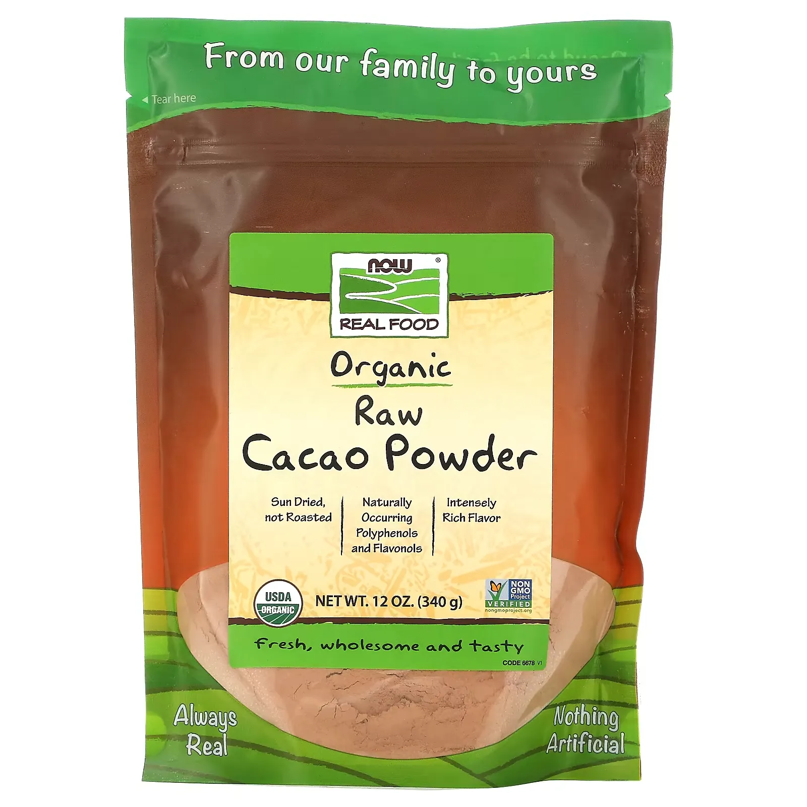 Real Food, Organic Raw Cacao Powder, 12 oz (340 g)