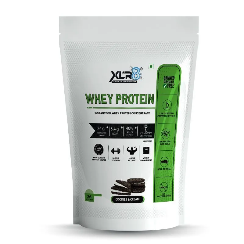 XLR8 Sports Nutrition Whey Protein With 24g Protein, 5.4g BCAA - Cookies & Cream