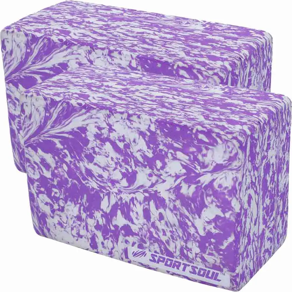 SportSoul Designer Yoga Block,  Purple & White (Pack of 2)  22 x 15 x 10 cm