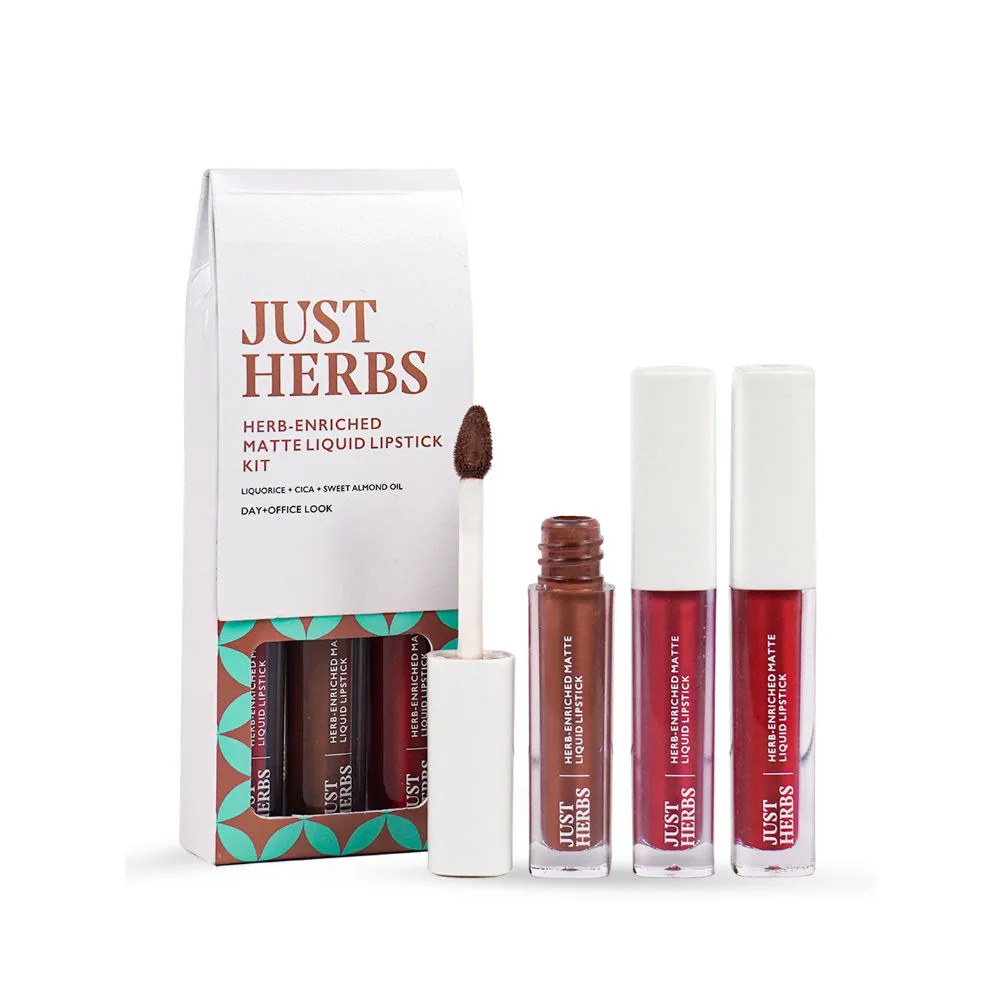 Just Herbs Matte Liquid Lipstick Set of 3 (Dusty Rose, Liquorice Brown & Raisin Rust)